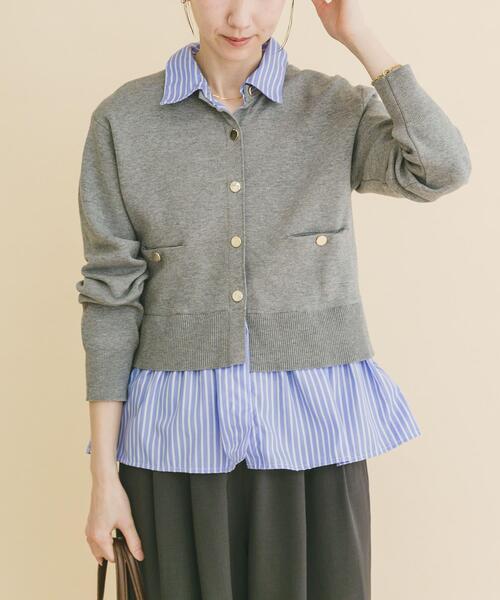 ITEMS URBANRESEARCH(アイテムズ アーバンリサーチ)の「シャツレイヤーニットカーディガン(ニット/セーター・レディース・ネイビー/オフホワイト/グレー・FREE)」の21枚目の写真