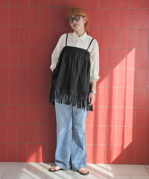 Spick & Span(スピックアンドスパン)の「crinkle crinkle crinkle 別注フリンジキャミ*(キャミソール・レディース・ブラウン/ブラック・FREE)」の20枚目の写真