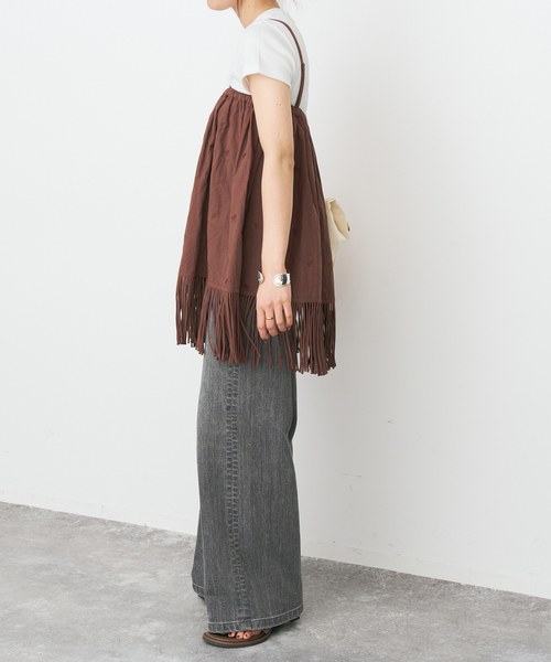 Spick & Span(スピックアンドスパン)の「crinkle crinkle crinkle 別注フリンジキャミ*(キャミソール・レディース・ブラウン/ブラック・FREE)」の6枚目の写真