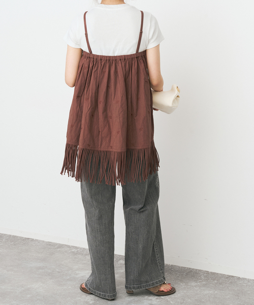 Spick & Span(スピックアンドスパン)の「crinkle crinkle crinkle 別注フリンジキャミ*(キャミソール・レディース・ブラウン/ブラック・FREE)」の7枚目の写真