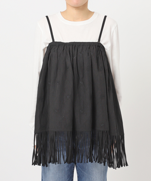 Spick & Span(スピックアンドスパン)の「crinkle crinkle crinkle 別注フリンジキャミ*(キャミソール・レディース・ブラウン/ブラック・FREE)」の16枚目の写真