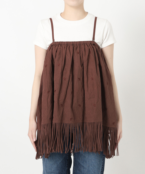 Spick & Span(スピックアンドスパン)の「crinkle crinkle crinkle 別注フリンジキャミ*(キャミソール・レディース・ブラウン/ブラック・FREE)」の18枚目の写真