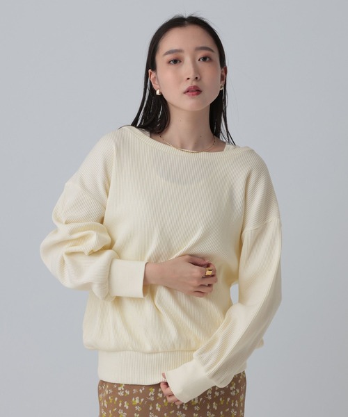 LEPSIM（レプシィム）の「ワッフルドッキングプルオーバー　639520（Tシャツ/カットソー・レディース・アイボリー/チャコールグレー・FREE）」の2枚目の写真