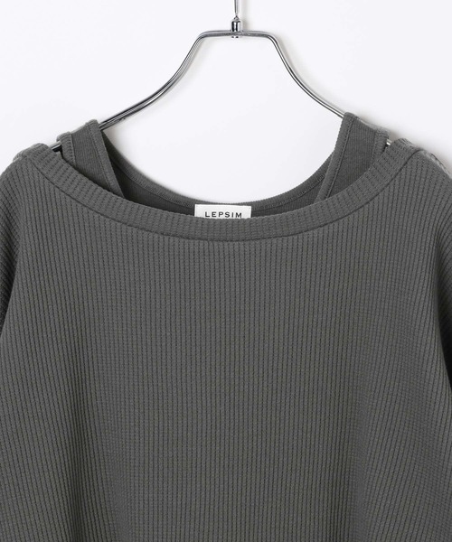 LEPSIM（レプシィム）の「ワッフルドッキングプルオーバー　639520（Tシャツ/カットソー・レディース・アイボリー/チャコールグレー・FREE）」の10枚目の写真