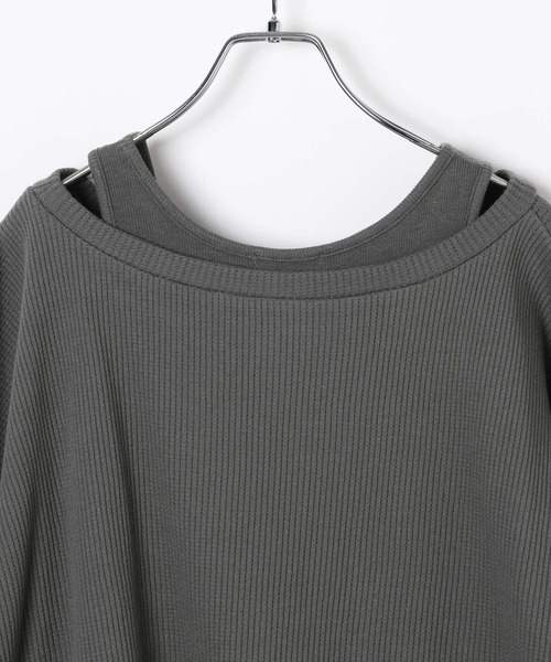 LEPSIM（レプシィム）の「ワッフルドッキングプルオーバー　639520（Tシャツ/カットソー・レディース・アイボリー/チャコールグレー・FREE）」の14枚目の写真