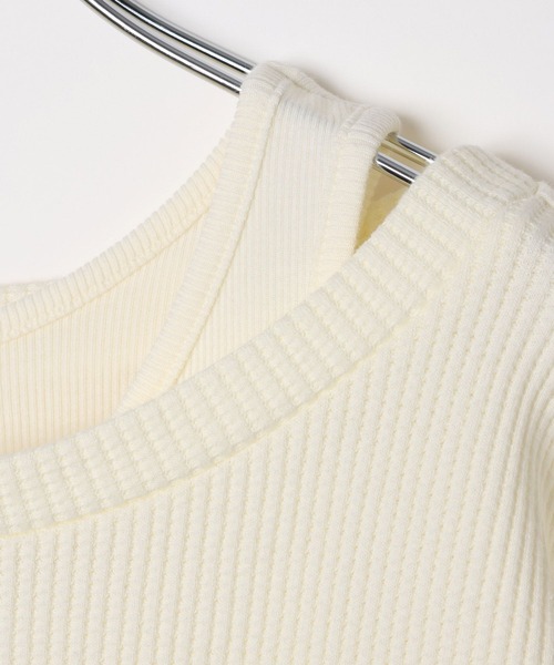 LEPSIM（レプシィム）の「ワッフルドッキングプルオーバー　639520（Tシャツ/カットソー・レディース・アイボリー/チャコールグレー・FREE）」の15枚目の写真