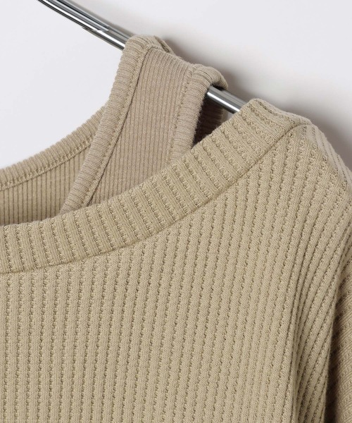 LEPSIM（レプシィム）の「ワッフルドッキングプルオーバー　639520（Tシャツ/カットソー・レディース・アイボリー/チャコールグレー・FREE）」の17枚目の写真