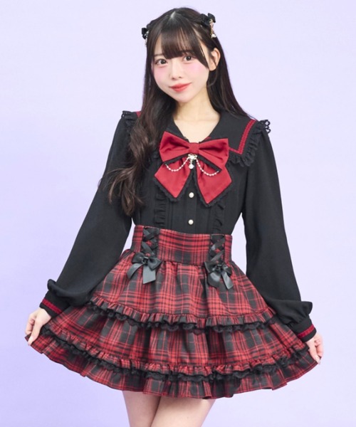 Secret Honey（シークレットハニー）の「レースアップセーラーブラウス（シャツ/ブラウス・レディース・ブラック/オフホワイト・MEDIUM）」の7枚目の写真