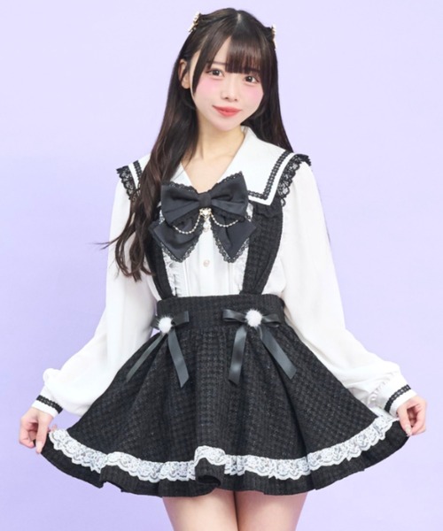 Secret Honey（シークレットハニー）の「レースアップセーラーブラウス（シャツ/ブラウス・レディース・ブラック/オフホワイト・MEDIUM）」の4枚目の写真