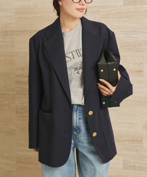 plage（プラージュ）の「COTTON CLASSIC ジャケット（テーラードジャケット・レディース・キャメル/ネイビー・36/38）」の2枚目の写真