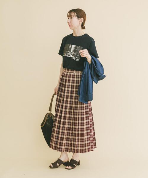 ITEMS URBANRESEARCH（アイテムズ アーバンリサーチ）の「プリーツロングスカート（スカート・レディース・ネイビー/ボルドー・FREE）」の12枚目の写真