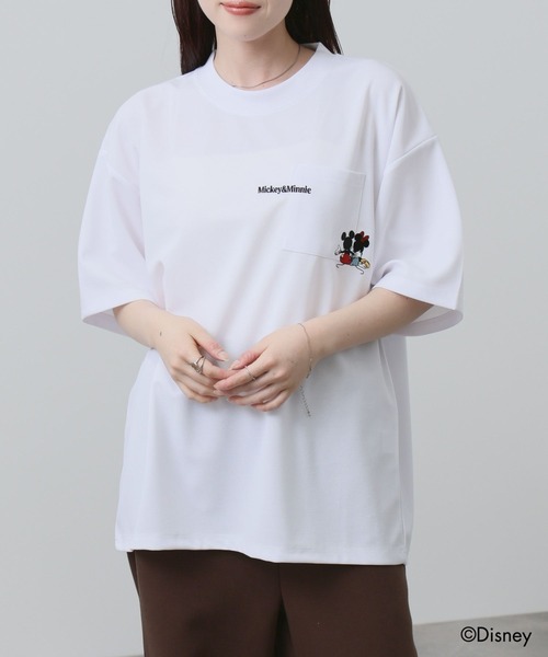 Disney(ディズニー)の「【Disney/ディズニー】キャラクター メンズ ポケット刺繍 梨地(アムンゼン) クルーネックTシャツ(Tシャツ/カットソー・メンズ・ホワイト/ブラック・S/M/L/XL)」の7枚目の写真