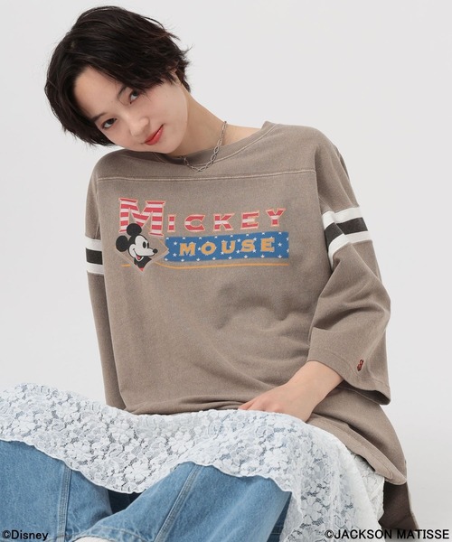 JACKSON MATISSE(ジャクソンマティス)の「【JACKSON MATISSE/BAYFLOW】「ミッキーマウス」七分袖グラフィックプルオーバー(Tシャツ/カットソー・レディース・モカ/ネイビー・FREE)」の2枚目の写真