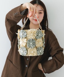 RODE SKO | フラワーモチーフ雑材バケツバッグ(ショルダーバッグ)