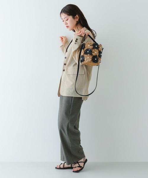 RODE SKO（ロデスコ）の「フラワーモチーフ雑材バケツバッグ（ショルダーバッグ・レディース・ミント/ブラック・ONE）」の8枚目の写真