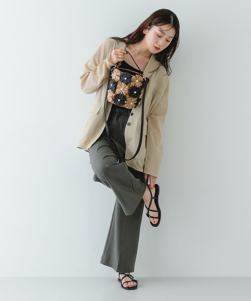 RODE SKO（ロデスコ）の「フラワーモチーフ雑材バケツバッグ（ショルダーバッグ・レディース・ミント/ブラック・ONE）」の9枚目の写真