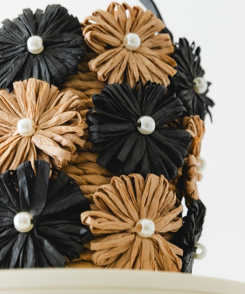 RODE SKO（ロデスコ）の「フラワーモチーフ雑材バケツバッグ（ショルダーバッグ・レディース・ミント/ブラック・ONE）」の11枚目の写真