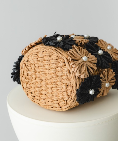 RODE SKO（ロデスコ）の「フラワーモチーフ雑材バケツバッグ（ショルダーバッグ・レディース・ミント/ブラック・ONE）」の13枚目の写真