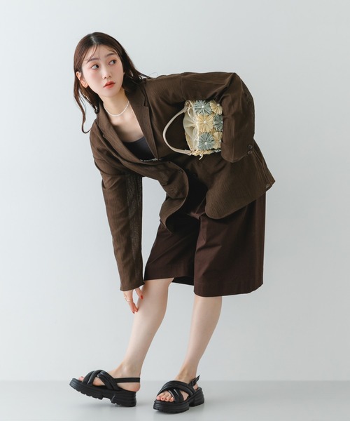 RODE SKO（ロデスコ）の「フラワーモチーフ雑材バケツバッグ（ショルダーバッグ・レディース・ミント/ブラック・ONE）」の19枚目の写真