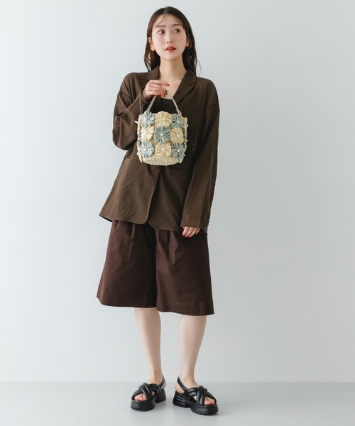 RODE SKO（ロデスコ）の「フラワーモチーフ雑材バケツバッグ（ショルダーバッグ・レディース・ミント/ブラック・ONE）」の21枚目の写真