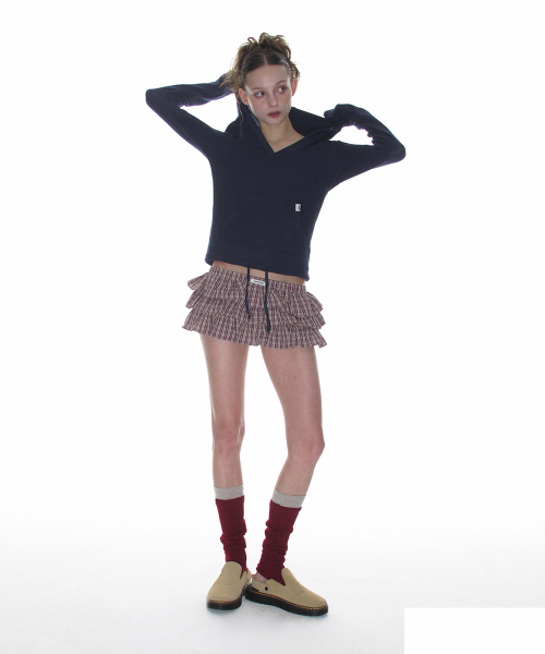 CRANK（クランク）の「ティアードマイクロスカートパンツ_ワインチェック（スカート・レディース・その他・FREE）」の4枚目の写真