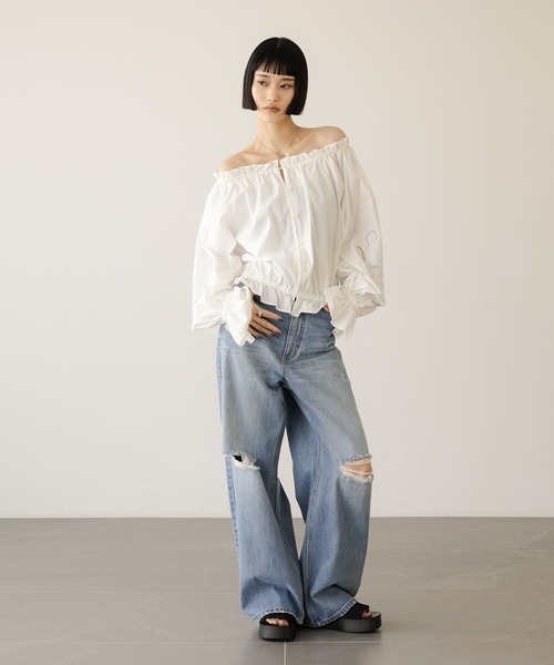 LOWRYS FARM（ローリーズファーム）の「カットワークレースブラウス 638504（シャツ/ブラウス・レディース・ブラック/ライトブルー/ホワイト・FREE）」の18枚目の写真