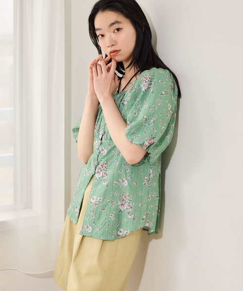 mysty woman（ミスティウーマン）の「アソートスクエアネックパフブラウス 666050（シャツ/ブラウス・レディース・サックスブルー/オフホワイト/ブルー系その他/グリーン系その他・FREE）」の13枚目の写真