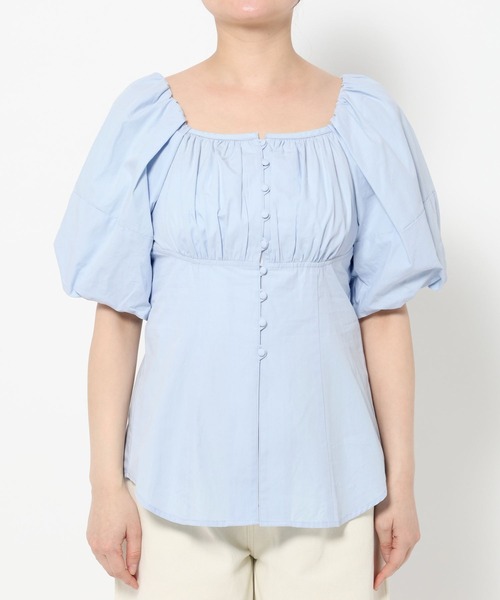 mysty woman（ミスティウーマン）の「アソートスクエアネックパフブラウス 666050（シャツ/ブラウス・レディース・サックスブルー/オフホワイト/ブルー系その他/グリーン系その他・FREE）」の14枚目の写真