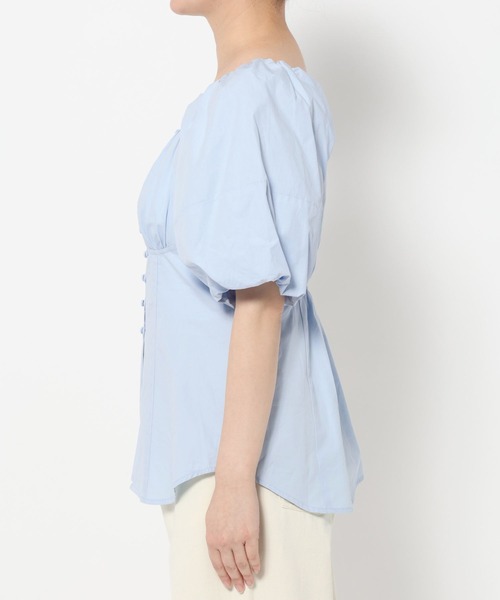 mysty woman（ミスティウーマン）の「アソートスクエアネックパフブラウス 666050（シャツ/ブラウス・レディース・サックスブルー/オフホワイト/ブルー系その他/グリーン系その他・FREE）」の15枚目の写真