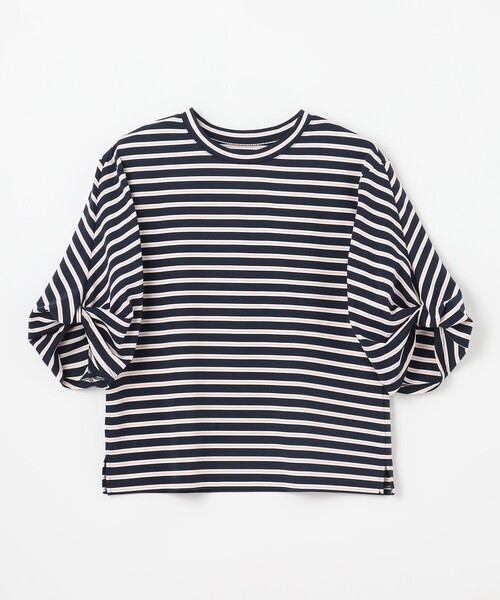 ANY(エニィ)の「ツイストスリーブボーダートップス(Tシャツ/カットソー・レディース・ホワイト系2/ベージュ系2/スカイブルー系2/ライトイエロー系2/ネイビー系/ホワイト系/ブラック系/ダークブラウン系2・X-LARGE)」の19枚目の写真