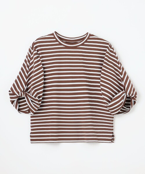 ANY(エニィ)の「ツイストスリーブボーダートップス(Tシャツ/カットソー・レディース・ホワイト系2/ベージュ系2/スカイブルー系2/ライトイエロー系2/ネイビー系/ホワイト系/ブラック系/ダークブラウン系2・X-LARGE)」の18枚目の写真