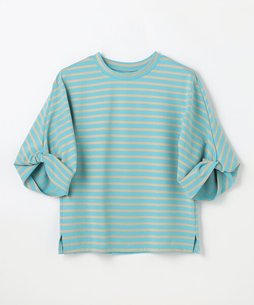 ANY(エニィ)の「ツイストスリーブボーダートップス(Tシャツ/カットソー・レディース・ホワイト系2/ベージュ系2/スカイブルー系2/ライトイエロー系2/ネイビー系/ホワイト系/ブラック系/ダークブラウン系2・X-LARGE)」の17枚目の写真