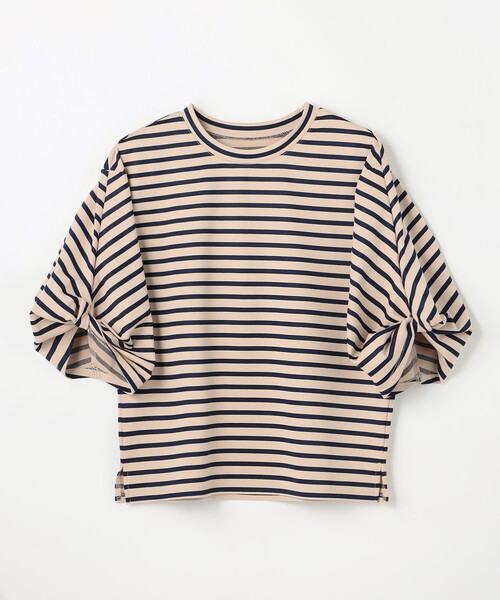 ANY(エニィ)の「ツイストスリーブボーダートップス(Tシャツ/カットソー・レディース・ホワイト系2/ベージュ系2/スカイブルー系2/ライトイエロー系2/ネイビー系/ホワイト系/ブラック系/ダークブラウン系2・X-LARGE)」の16枚目の写真