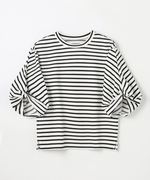 ANY(エニィ)の「ツイストスリーブボーダートップス(Tシャツ/カットソー・レディース・ホワイト系2/ベージュ系2/スカイブルー系2/ライトイエロー系2/ネイビー系/ホワイト系/ブラック系/ダークブラウン系2・X-LARGE)」の15枚目の写真
