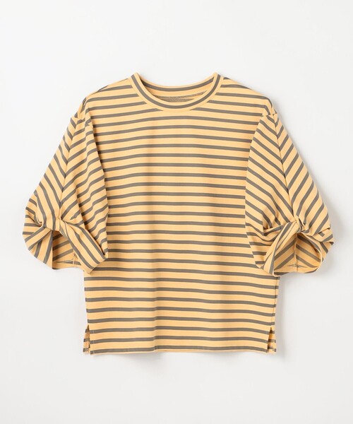 ANY(エニィ)の「ツイストスリーブボーダートップス(Tシャツ/カットソー・レディース・ホワイト系2/ベージュ系2/スカイブルー系2/ライトイエロー系2/ネイビー系/ホワイト系/ブラック系/ダークブラウン系2・X-LARGE)」の14枚目の写真