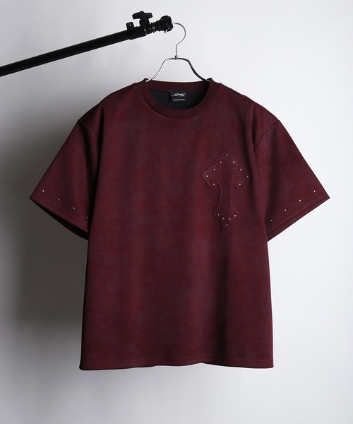 Ed Hardy(エドハーディー)の「EdHardy / エドハーディー クロススタッズ 半袖Tシャツ(Tシャツ/カットソー・メンズ・ブラック/ワイン・L/M)」の6枚目の写真