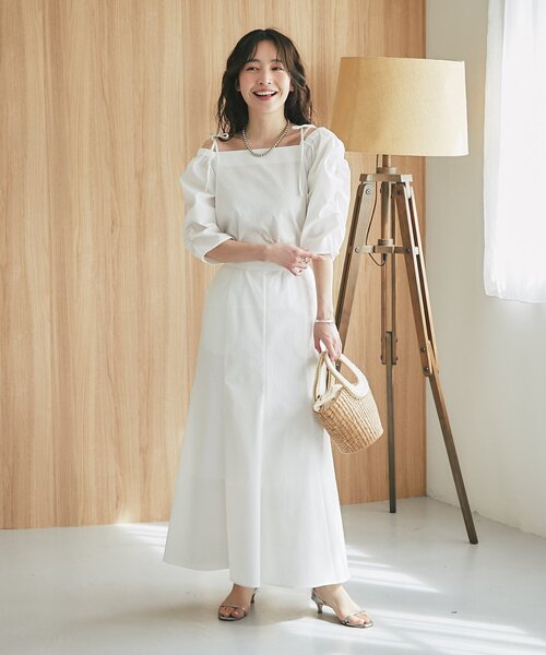 La boutique BonBon（ラブティックボンボン）の「【接触冷感・涼しくて美シルエット】サッカーマーメイドマキシスカート（スカート・レディース・サックスブルー/ブラック/ホワイト・38/36）」の7枚目の写真