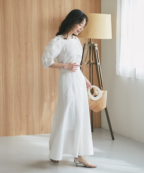 La boutique BonBon（ラブティックボンボン）の「【接触冷感・涼しくて美シルエット】サッカーマーメイドマキシスカート（スカート・レディース・サックスブルー/ブラック/ホワイト・38/36）」の8枚目の写真