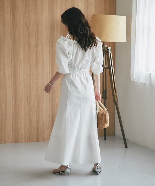 La boutique BonBon（ラブティックボンボン）の「【接触冷感・涼しくて美シルエット】サッカーマーメイドマキシスカート（スカート・レディース・サックスブルー/ブラック/ホワイト・38/36）」の9枚目の写真