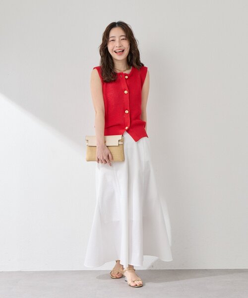 La boutique BonBon（ラブティックボンボン）の「【接触冷感・涼しくて美シルエット】サッカーマーメイドマキシスカート（スカート・レディース・サックスブルー/ブラック/ホワイト・38/36）」の10枚目の写真