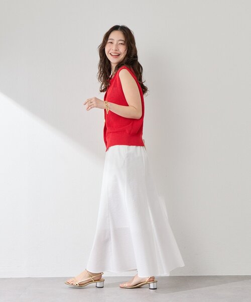 La boutique BonBon（ラブティックボンボン）の「【接触冷感・涼しくて美シルエット】サッカーマーメイドマキシスカート（スカート・レディース・サックスブルー/ブラック/ホワイト・38/36）」の11枚目の写真