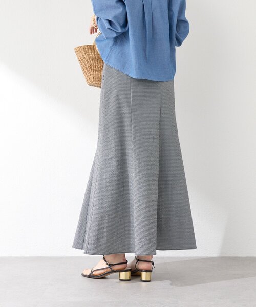 La boutique BonBon（ラブティックボンボン）の「【接触冷感・涼しくて美シルエット】サッカーマーメイドマキシスカート（スカート・レディース・サックスブルー/ブラック/ホワイト・38/36）」の18枚目の写真