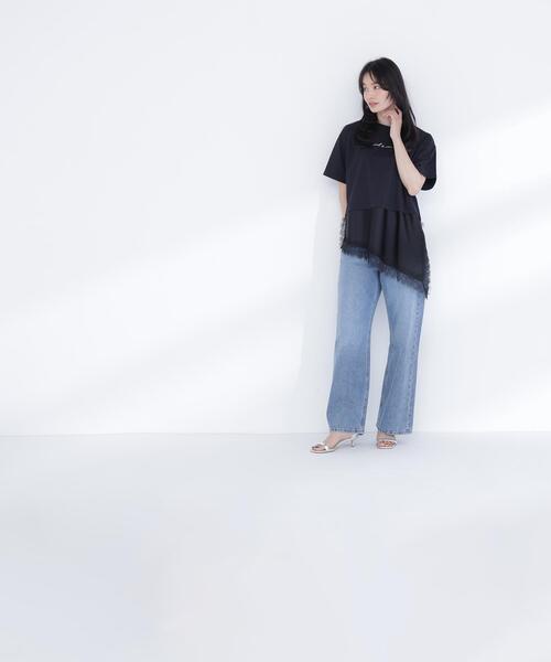 NATURAL BEAUTY BASIC(ナチュラルビューティーベーシック)の「レースドッキングロゴTシャツ(Tシャツ/カットソー・レディース・グレー系その他/ブラック/オフホワイト・FREE)」の11枚目の写真