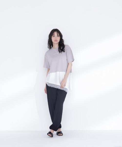 NATURAL BEAUTY BASIC(ナチュラルビューティーベーシック)の「レースドッキングロゴTシャツ(Tシャツ/カットソー・レディース・グレー系その他/ブラック/オフホワイト・FREE)」の14枚目の写真
