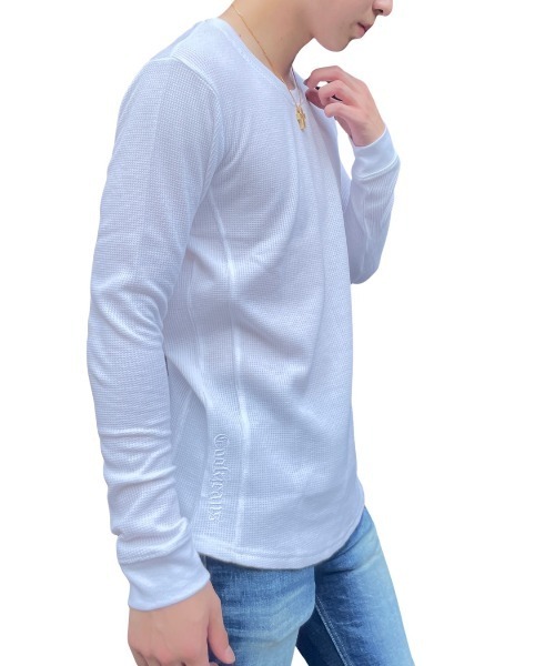 COOK JEANS(クックジーンズ)の「ワッフルクルーロンT(Tシャツ/カットソー・メンズ・グレー/ブラック/ホワイト・LARGE/X-LARGE/MEDIUM)」の4枚目の写真