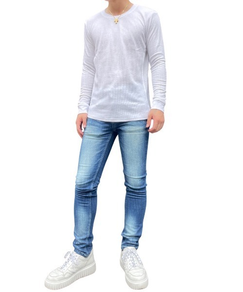 COOK JEANS(クックジーンズ)の「ワッフルクルーロンT(Tシャツ/カットソー・メンズ・グレー/ブラック/ホワイト・LARGE/X-LARGE/MEDIUM)」の5枚目の写真