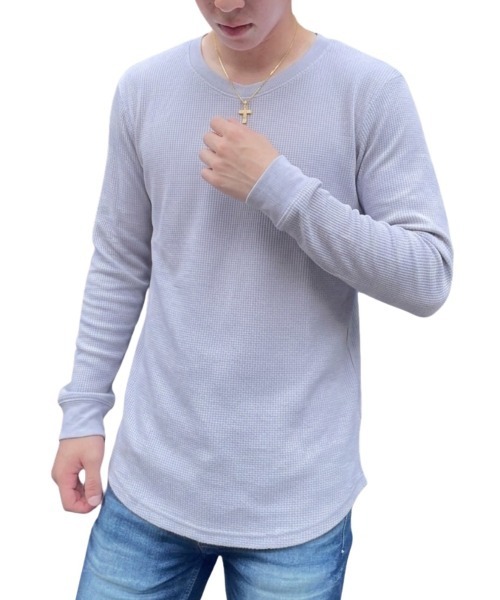 COOK JEANS(クックジーンズ)の「ワッフルクルーロンT(Tシャツ/カットソー・メンズ・グレー/ブラック/ホワイト・LARGE/X-LARGE/MEDIUM)」の6枚目の写真