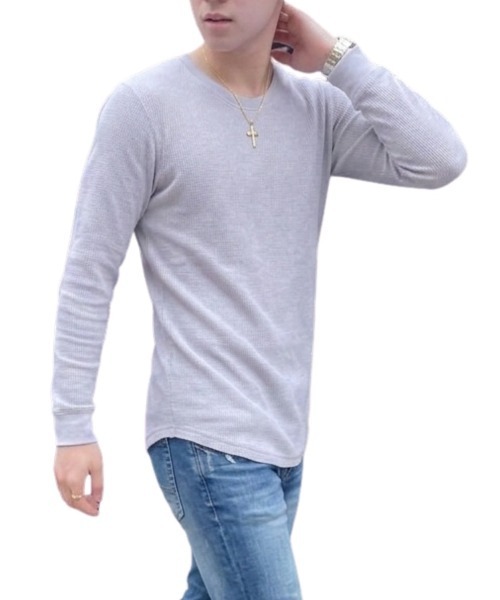 COOK JEANS(クックジーンズ)の「ワッフルクルーロンT(Tシャツ/カットソー・メンズ・グレー/ブラック/ホワイト・LARGE/X-LARGE/MEDIUM)」の7枚目の写真