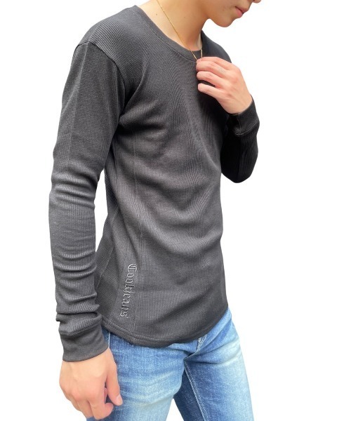 COOK JEANS(クックジーンズ)の「ワッフルクルーロンT(Tシャツ/カットソー・メンズ・グレー/ブラック/ホワイト・LARGE/X-LARGE/MEDIUM)」の9枚目の写真