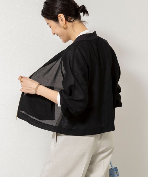 NOLLEY’S Sophi(ノーリーズソフィ)の「ウォッシャブルカラミメッシュジップアップブルゾン(ブルゾン・レディース・ブラック/ホワイト・38)」の21枚目の写真